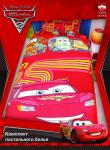 Детское постельное белье полутороспальное "Тачки красные" Дисней (Disney, садик) на резинке